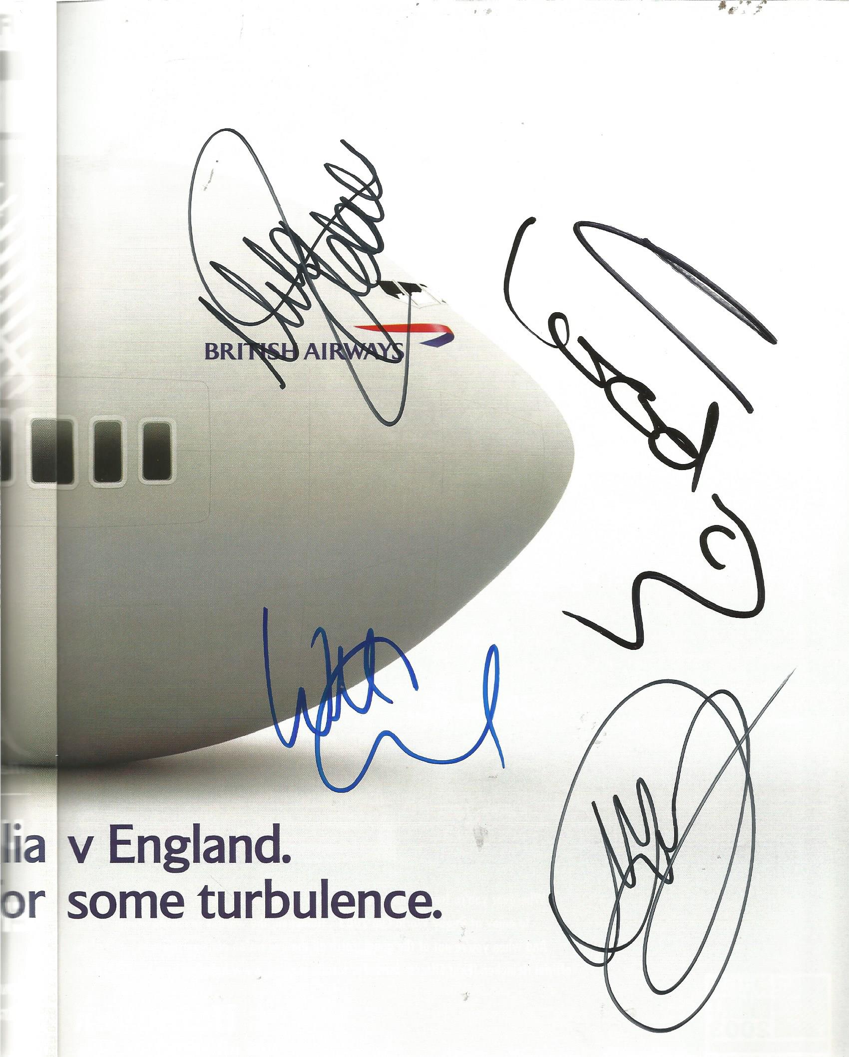 Sir Clive Woodward, Mike Tindall, Will Greenwood and Matt Dawson signed Rugby World cup programme