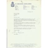 Tony Iveson typed 1977 letter on 617 Sqn Association letter head regarding information on his new