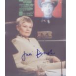 Dame Judi Dench. 10"x8" signed picture in character from James Bond. Good Condition. All signed