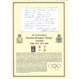 Air Commodore Charles Douglas "Doug" Tomalin CBE, DFC, AFC, MiD signed handwritten letter. Set