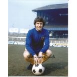 John Hollins signed 10x8 colour photo pictured in Chelsea kit. Good Condition. All signed pieces