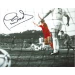 Phil Neal signed 8x10 colour enhanced photo pictured in action for Liverpool. Good Condition. All