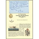 Air Commodore Andrew George Board CMG DSO DL signed handwritten letter. Set into superb A4