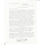 Battle of Britain pilot Edward Wolfe typed signed letter regarding the excavation of Hurricane