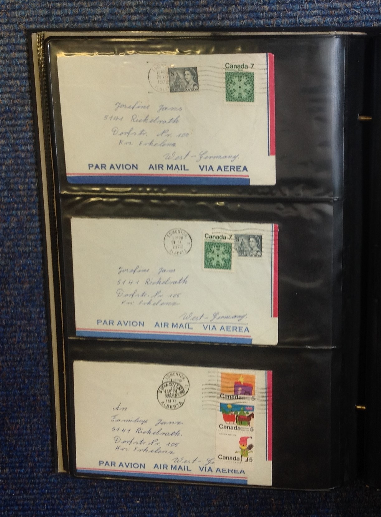 Postal collection. Contains 53 items. Including airmails with handwritten addresses, typed - Image 3 of 4