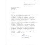 Battle of Britain pilot Roger Malangrau typed signed letter regarding RAF Association and 87 sqn