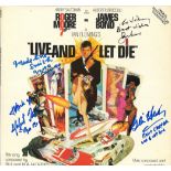 James Bond Live and Let Die Album picture sleeve signed by Roger Moore, Madeline Smith, Yaphet Kotto