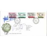 British Motor Cars FDC signed by Juan Manuel Fangio and Sir Jackie Stewart. Good Condition. All
