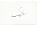 Leonard Bernstein signed white card. Good Condition. All signed pieces come with a Certificate of