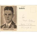 Hauptmann Noeske signed photo on written postcard. Good Condition. All signed pieces come with a