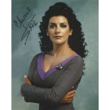 Marina Sirtis Star Trek hand signed 10x8 photo. This beautiful hand signed photo depicts Marina