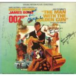 James Bond The Man with the Golden Gun album picture sleeve signed by Roger Moore , Christopher Lee,