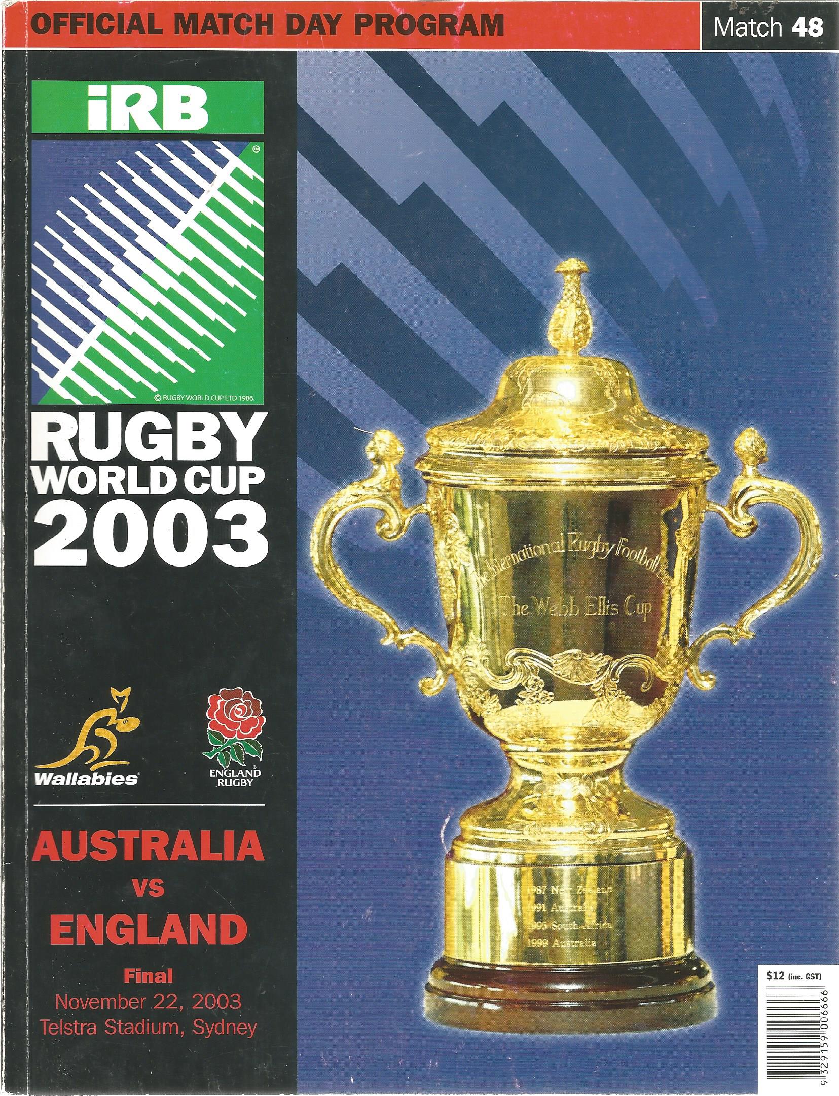 Sir Clive Woodward, Mike Tindall, Will Greenwood and Matt Dawson signed Rugby World cup programme - Image 2 of 2