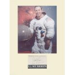 Apollo 13 James Lovell. Signature mounted with portrait of James Lovell. Professionally mounted to