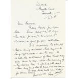 Battle of Britain pilot Ray Holmes hand written letter regarding recalling the excitement of the