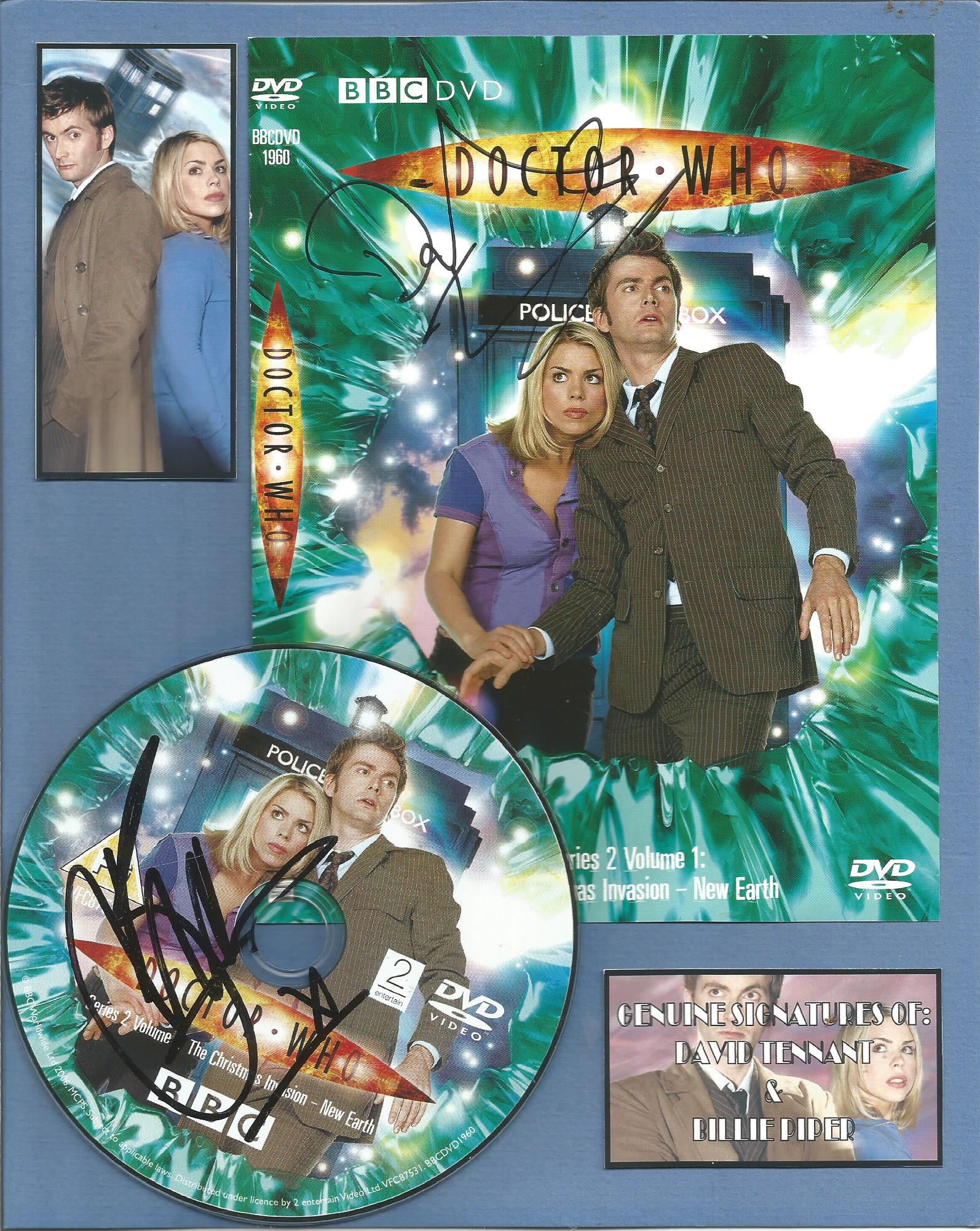 David Tennant and Billie Piper signed DVD insert and DVD fixed to card. Good Condition. All signed