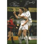 Autographed TOTTENHAM 1987 photo, a superb image depicting STEVE HODGE celebrating with goalscorer