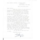 Battle of Britain pilot Ted Edward Wolfe typed signed letter regarding the excavation of Hurricane