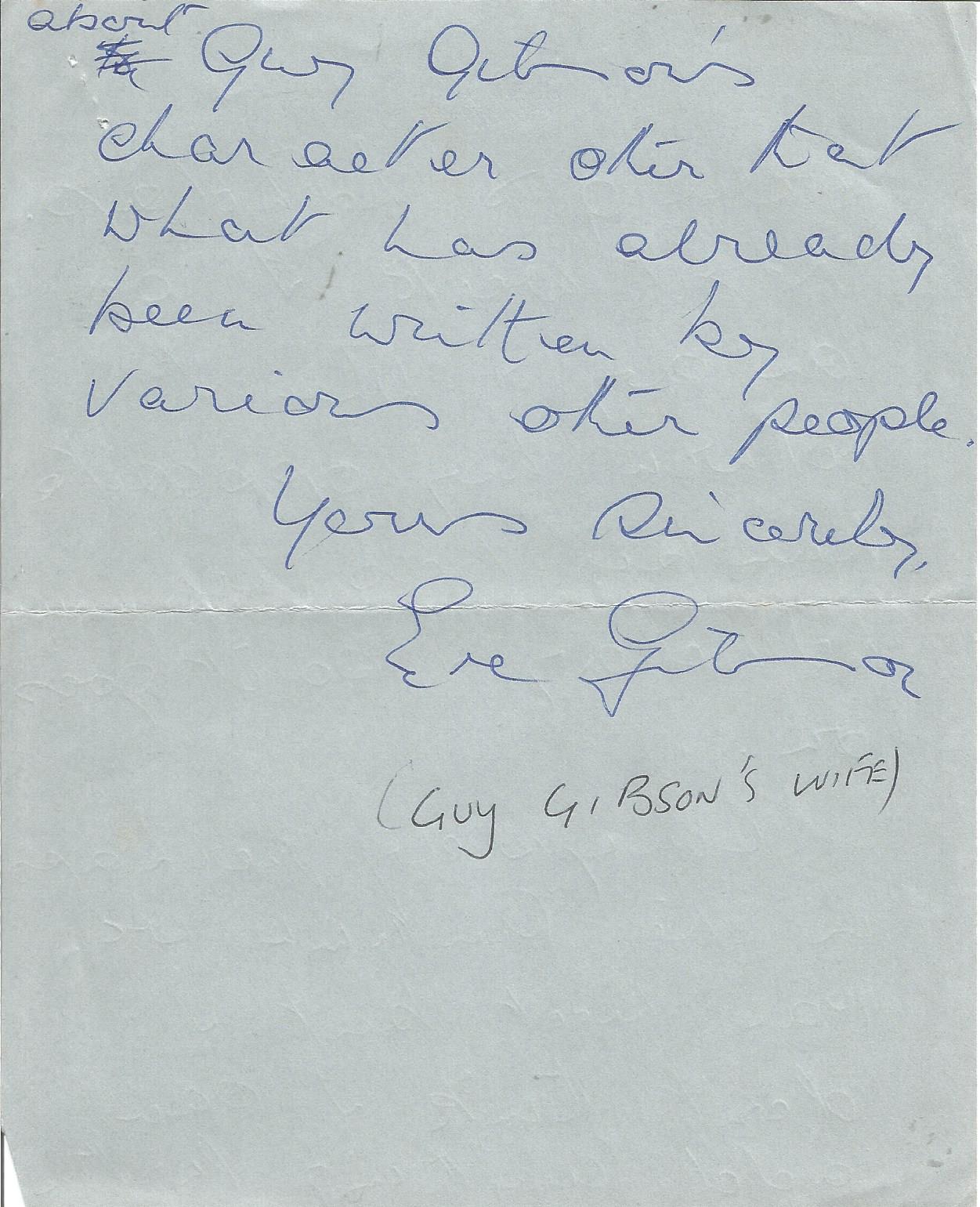 Eve Gibson hand written letter 1978 to WW2 book author Alan Cooper. Good Condition. All signed - Image 4 of 4