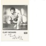 Cliff Richard signed 6x4 b/w photo. Dedicated. Good Condition. All signed pieces come with a