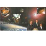 Apollo 13 Crew Tribute superb illustration of the crew and module in fight 2002 GB unsigned FDC,