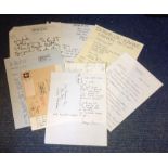 Yul Brinner Collection of eight autographed letters addressed to actor Yul Brynner, from various