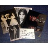 Assorted signed collection. 5 items. Includes Jacqueline Bisset signed white card. Dedicated,