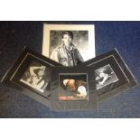 Snooker collection 4 mounted photos signed by John Virgo, Stephen Hendry, John Parrott and Willie