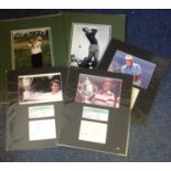 Golf collection 5 mounted signed photos and signature pieces from Andy North, Sandy Lyle, Wayne
