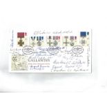 20 Victoria George Cross winners multisigned cover. Gallantry Royal Mail FDC 50th Anniversary of the