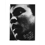 Muhammad Ali signed boxing magazine page mounted to approx 16 x 12 inscribed Three Times Heavyweight