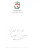 George Byrne signed Liverpool compliment slip. Good Condition. All signed pieces come with a