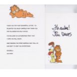 Garfield Jim Davis. Signed print of Garfield by cartoonist, Jim Davis. Good Condition. All signed