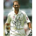 Justin Langer Signed Australia Cricket 8x10 Photo. Good Condition. All signed pieces come with a