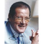 Roger Moore signed 10 x 8 colour Photoshoot Portrait Photo, from in person collection autographed at