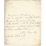 John Henry Ley 1770-1850 , First Clerk of the House of Commons handwritten letter request for a