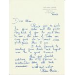 Theresa Harris wife of Arthur Harris handwritten 1984 letter to WW2 author Alan Cooper regarding his