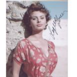 Sophia Loren signed 10 8 photo. Good Condition. All signed pieces come with a Certificate of