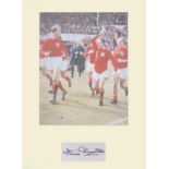 Jack Charlton 1966 World Cup football Signature mounted with 10x8 picture. Professionally mounted to