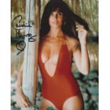 Bond Girl 8x10 Photo Signed By Bond Girl Caroline Munro Pictured In A Sexy Red Swimsuit. Good