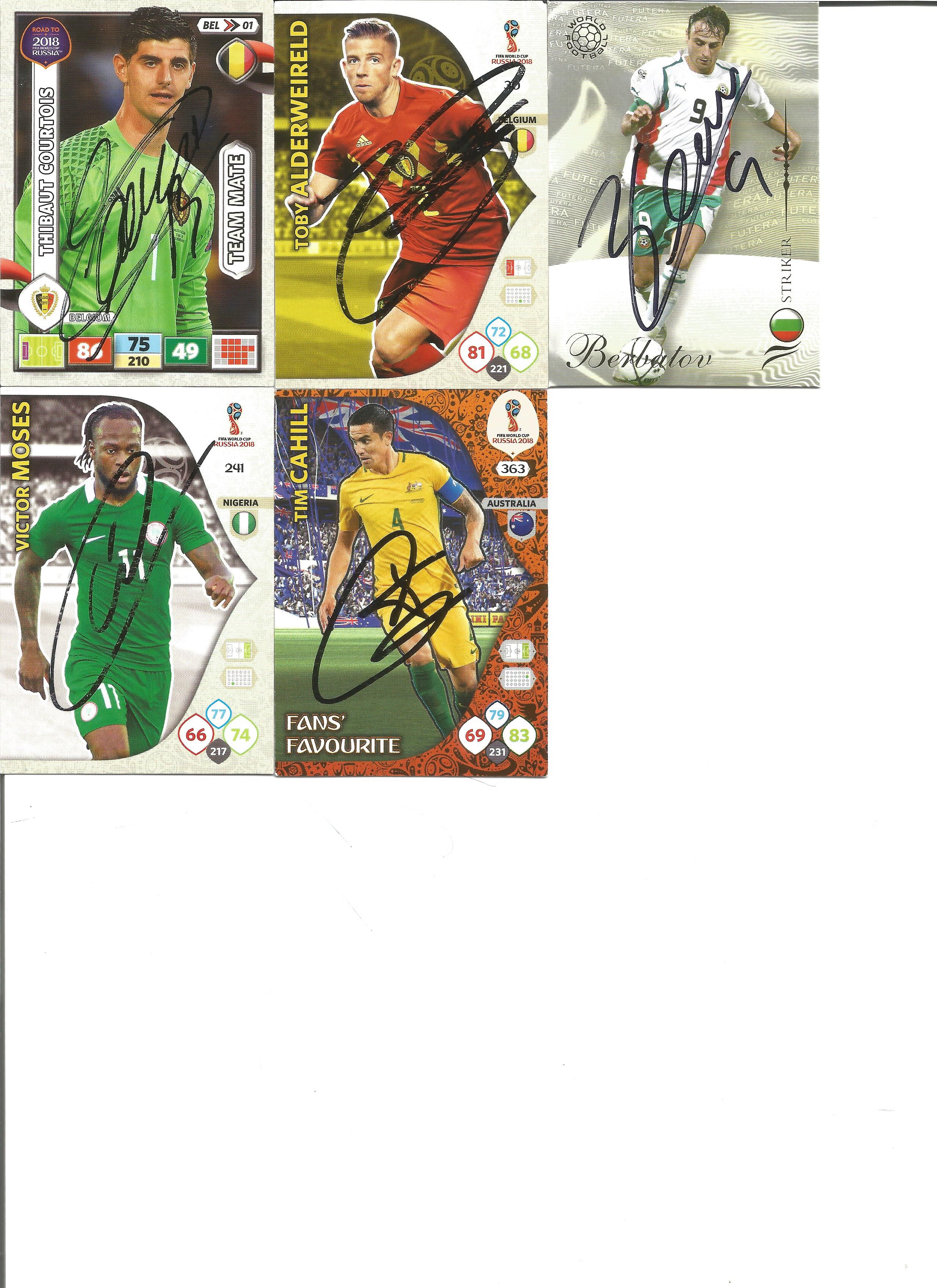 Football Lot Of 5 Autographed Modern World Cup Trading Cards, Including Thibaut Courtois, Toby