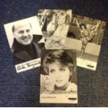 TV AM signed 6x4 b/w photo collection. Contains 4 photos individually signed by Gordon Honeycombe,