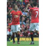 Danny Blind and Angel di Maria signed colour 16x12 photo. Good Condition. All signed pieces come