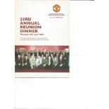 Football Autographed Manchester United Menu, Issued On The 10th Of April For The 23rd Annual Reunion