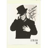 Elton John Singer Signed 8x10 Promo Photo. Good Condition. All signed pieces come with a Certificate