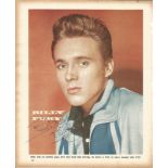 Billy Fury signed music magazine colour portrait page. Good Condition. All signed pieces come with a