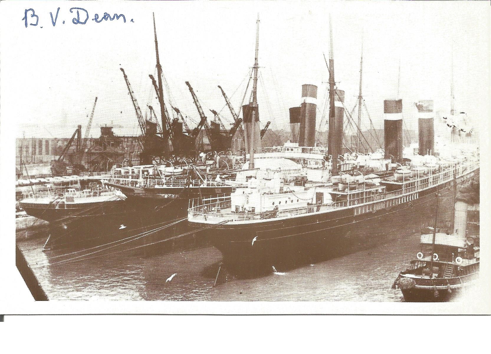 RMS Titanic survivor D V Dean signed 6 x 4 postcard. Good Condition. All signed pieces come with a