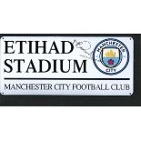 Football Mike Summerbee signed replica Etihad Stadium sign. Good Condition. All signed pieces come