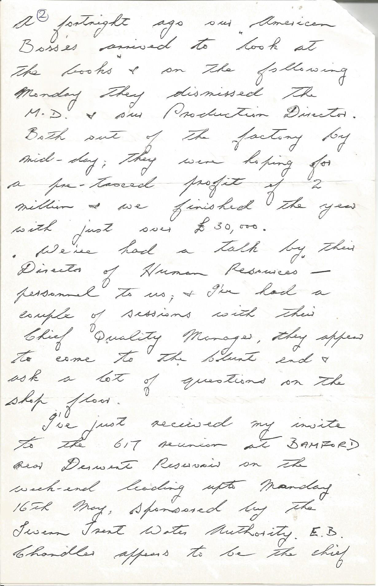 Tirpitz raider Harry Johnson 617 sqn hand written detailed letter to Jim Shortland Dambuster WW2 - Image 2 of 3