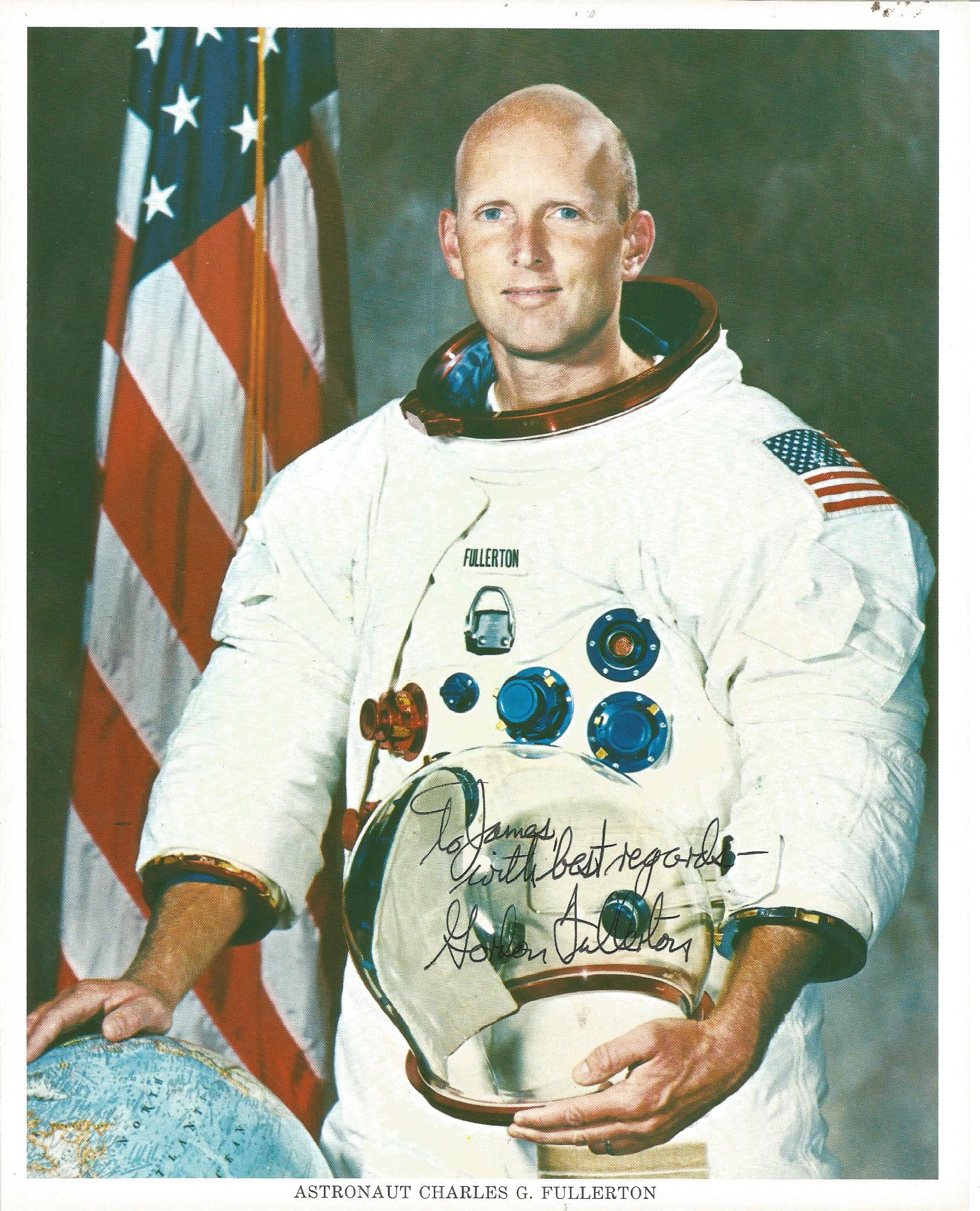 Gordon Fullerton Nasa Astronaut Signed 8x10 Promo Dedicated Photo. Good Condition. All signed pieces